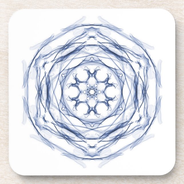 Posavasos Diseño fractal redondo azul (Frente)