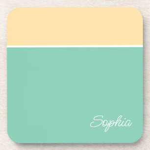 Posavasos Diseño geométrico, amarillo pálido y Verde azulado