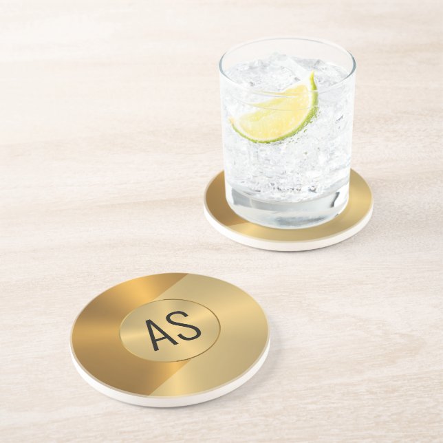 Posavasos Diseño geométrico de cobre y oro metálico (Lado)