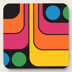 Posavasos Diseño geométrico de estilo retro de la década de 