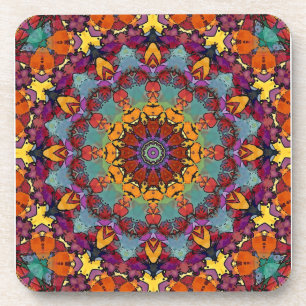 Posavasos Diseño Geométrico Mandala Morado Azul-64351