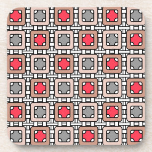 Posavasos diseño geométrico moderno arte deco gris rojo, bei