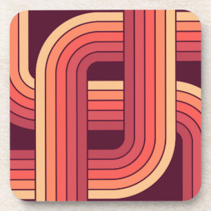 Posavasos Diseño geométrico retro de estilo MCM años 70