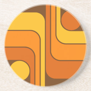 Posavasos Diseño geométrico retro de estilo MCM años 70