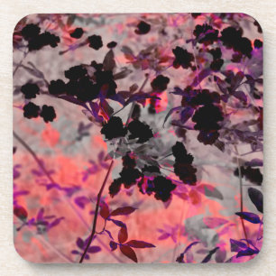 Posavasos Diseño gráfico de patrones de flores negras rojas