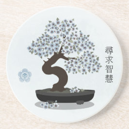 Posavasos Diseño gráfico del árbol de floración de bonsai fl
