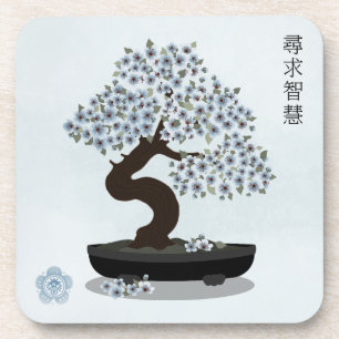 Posavasos Diseño gráfico del árbol de floración de bonsai fl