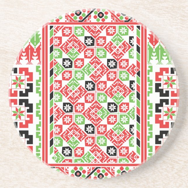Posavasos Diseño impreso del bordado palestino Tatreez (Frente)