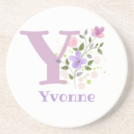 Posavasos Diseño inicial de nombre y flores más