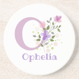 Posavasos Diseño inicial de nombre y flores más