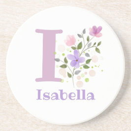 Posavasos Diseño inicial de nombre y flores más