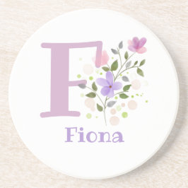 Posavasos Diseño inicial de nombre y flores más