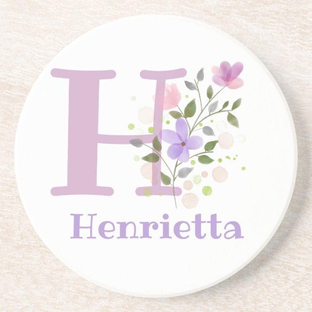 Posavasos Diseño inicial de nombre y flores más (Frente)