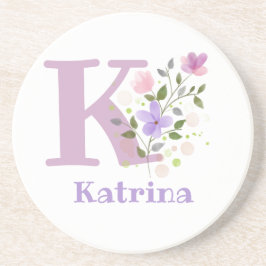 Posavasos Diseño inicial de nombre y flores más