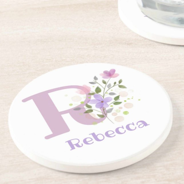 Posavasos Diseño inicial de nombre y flores más (Subido por el creador)