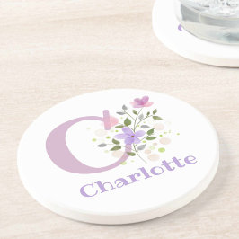 Posavasos Diseño inicial de nombre y flores más