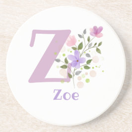 Posavasos Diseño inicial de nombre y flores más