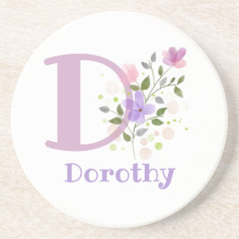 Posavasos Diseño inicial de nombre y flores más