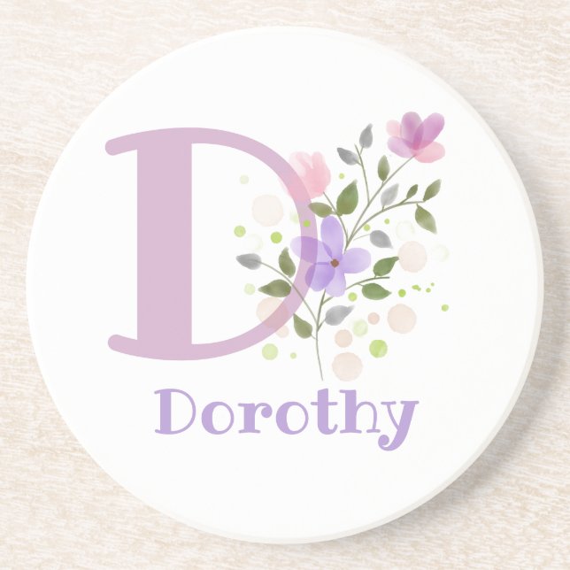 Posavasos Diseño inicial de nombre y flores más (Frente)