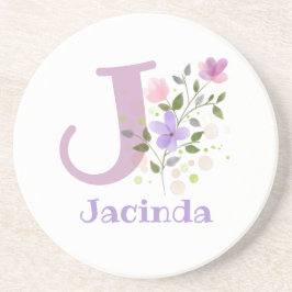 Posavasos Diseño Inicial Más Nombre y Flores