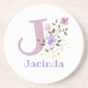 Posavasos Diseño Inicial Más Nombre y Flores