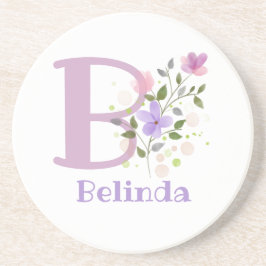 Posavasos Diseño Inicial Más Nombre y Flores
