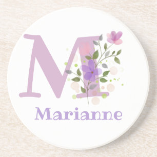 Posavasos Diseño Inicial Más Nombre y Flores
