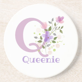 Posavasos Diseño Inicial Más Nombre y Flores