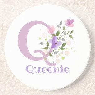 Posavasos Diseño Inicial Más Nombre y Flores