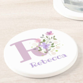 Posavasos Diseño Inicial Más Nombre y Flores