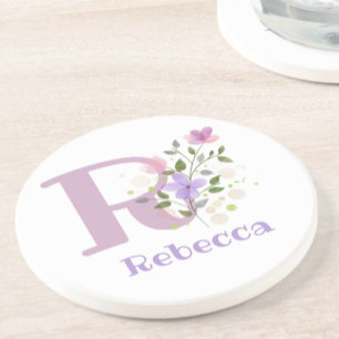 Posavasos Diseño Inicial Más Nombre y Flores