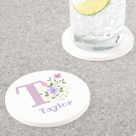 Posavasos Diseño Inicial Más Nombre y Flores