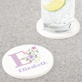 Posavasos Diseño Inicial Más Nombre y Flores