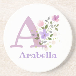 Posavasos Diseño Inicial Más Nombre y Flores