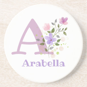 Posavasos Diseño Inicial Más Nombre y Flores