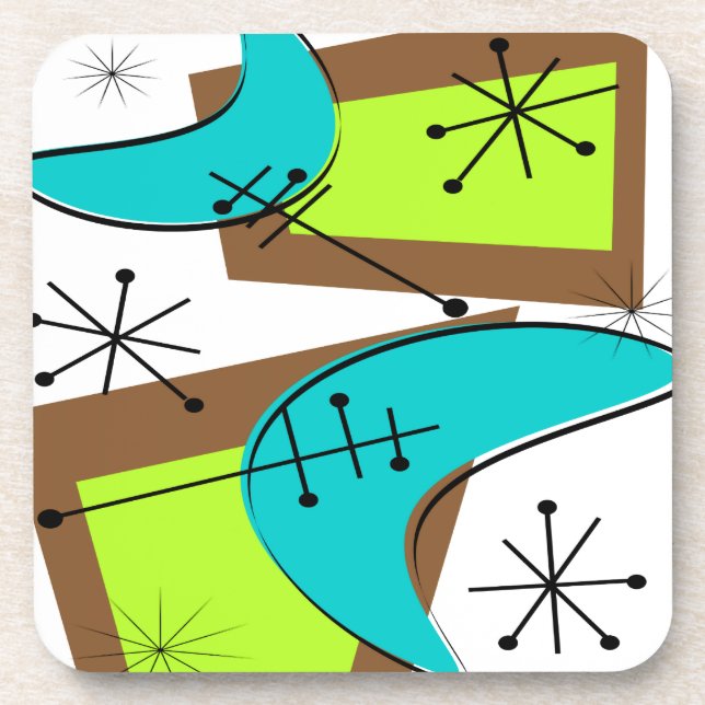 Posavasos Diseño inspirado era atómica del bumerán (Frente)