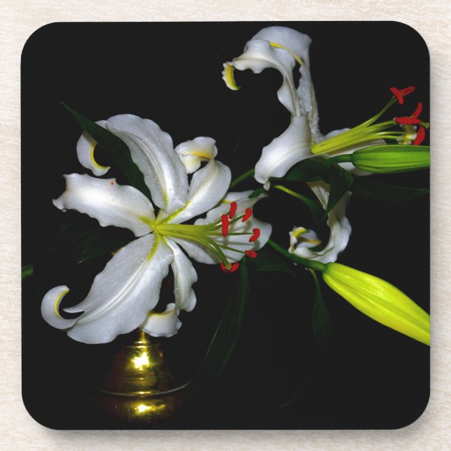 Posavasos Diseño irlandés de Brass y Flores (Frente)