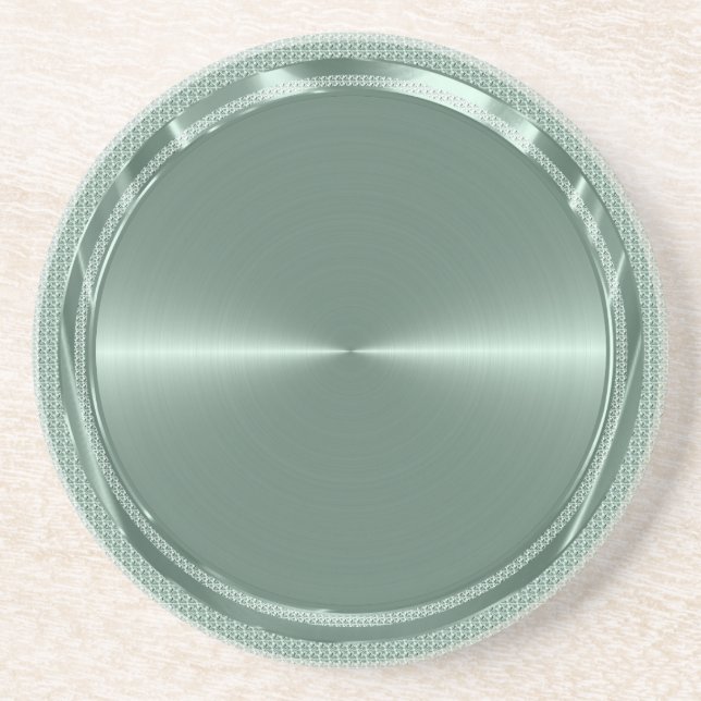 Posavasos Diseño Metálico Mint-Green Aspecto De Acero Inoxid (Frente)