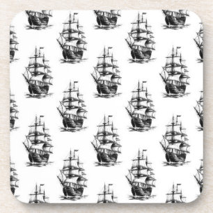 Posavasos Diseño minimalista de patrón de barco velero