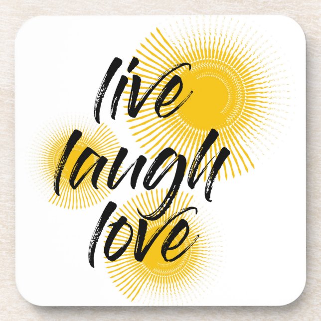 Posavasos Diseño moderno, alegre y de moda Live Laugh Love (Frente)