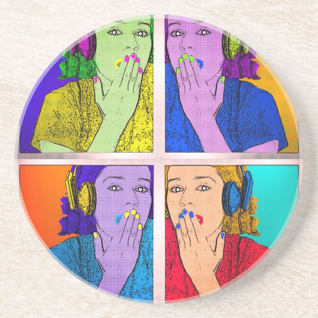 Posavasos Diseño moderno de arte retro colorido (Frente)