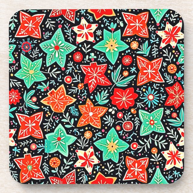 Posavasos Diseño Navideño Abstracto Colorido (Frente)