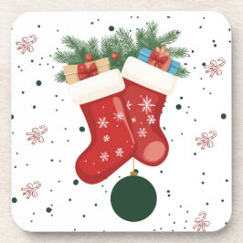 Posavasos Diseño navideño de calcetines y regalos de Navidad