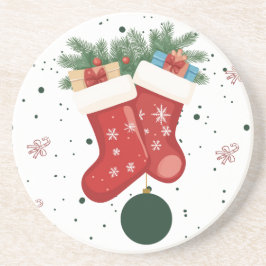 Posavasos Diseño navideño de calcetines y regalos lindos de