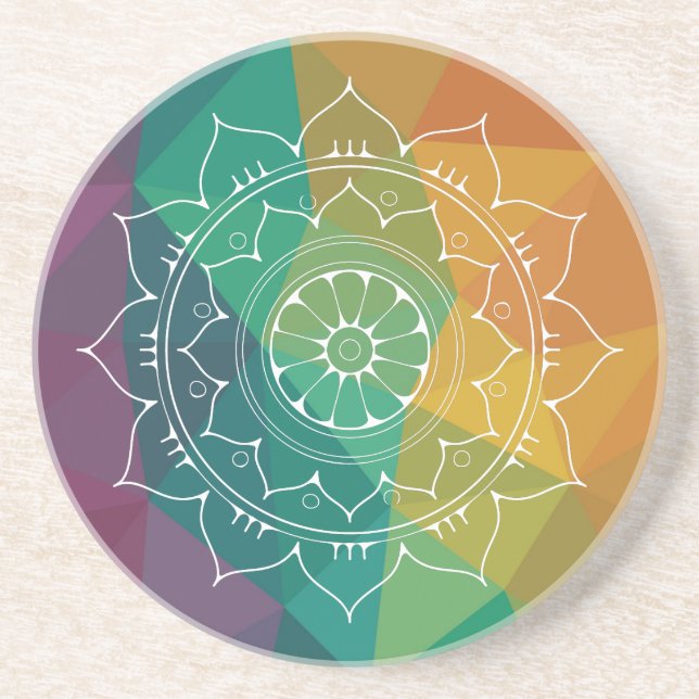 Posavasos Diseño oscuro geométrico moderno de flores de Mand (Frente)