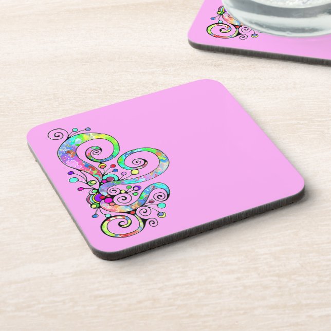 Posavasos Diseño pintado de mano cardíaca espiral 1 (Lado Izquierdo)