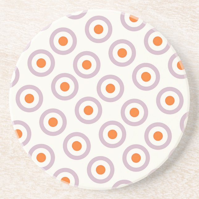 Posavasos Diseño retro de punto de círculo púrpura y Naranja (Frente)