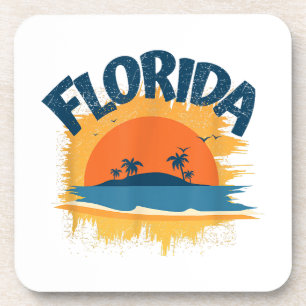 Posavasos Diseño Retro Vintage de Camiseta de Florida Sunshi