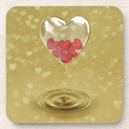 Posavasos Diseño romántico del corazón de vidrio