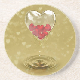 Posavasos Diseño romántico del corazón de vidrio